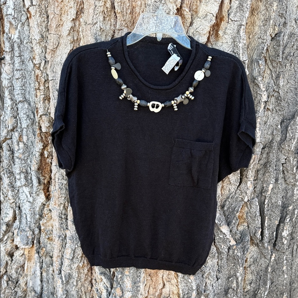 Chaus blouse with attached necklace vintage